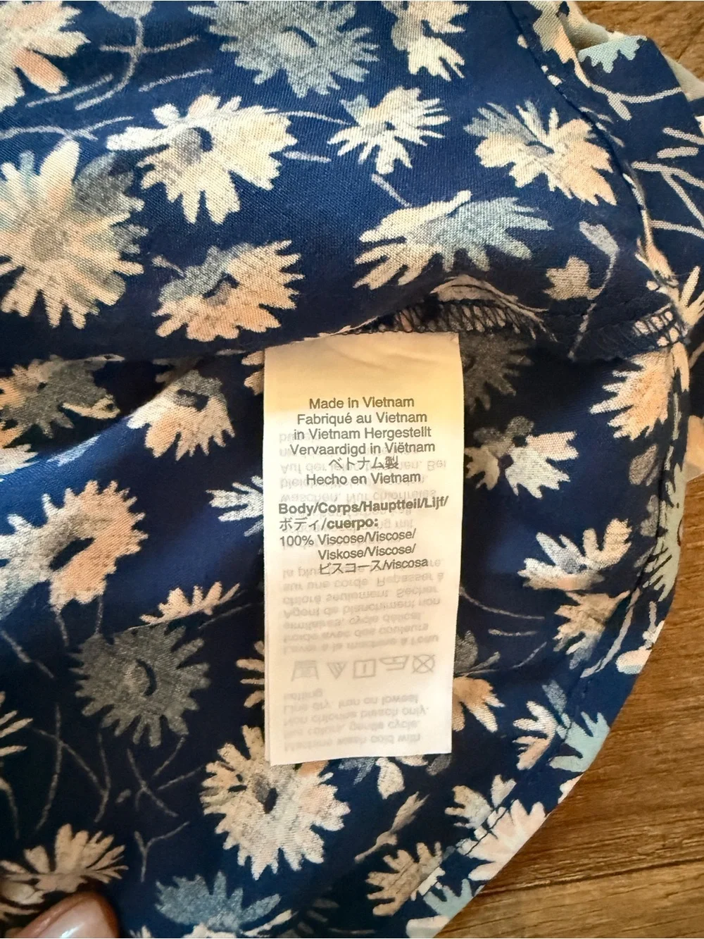 Floral Tie-Front Women's Top in Navy and White